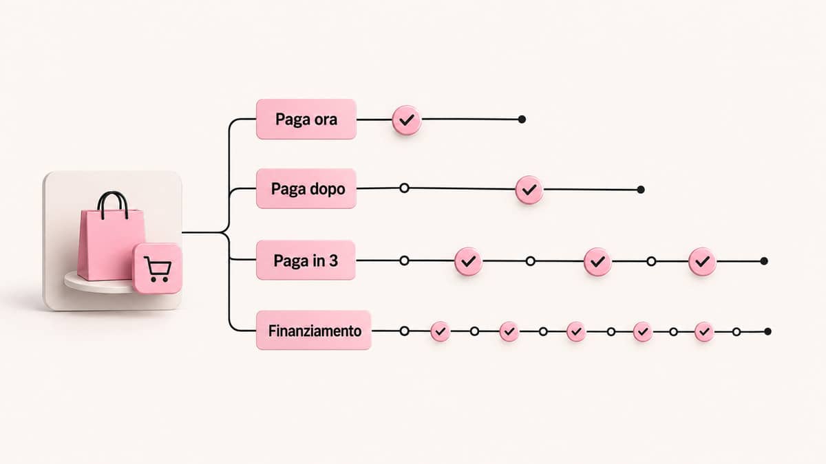 Klarna: cos’è, come funziona, costi, sicurezza e quando conviene usarlo 1 Schema delle differenze tra Paga ora, Paga dopo, Paga in 3 e finanziamento