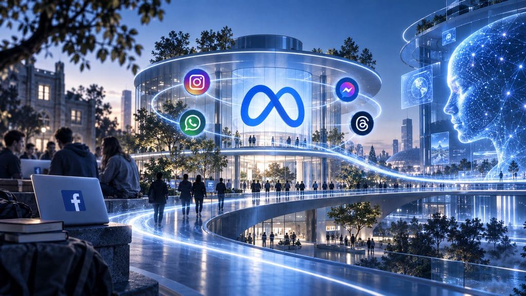 Mark Zuckerberg: chi è, storia, Facebook, Meta, patrimonio e cosa fa oggi 1 Percorso visivo di Mark Zuckerberg da Facebook all'ecosistema Meta fino all'intelligenza artificiale