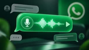 Rappresentazione di un messaggio vocale WhatsApp con microfono e forma d'onda audio