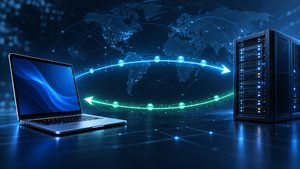 Home 8 Comando ping rappresentato come percorso di andata e ritorno tra computer e server