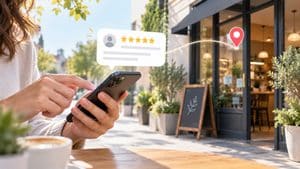 Home 7 Cliente che pubblica una recensione digitale collegata a un’attività locale