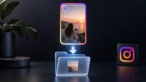 Story Instagram rappresentata mentre viene salvata come file sul dispositivo