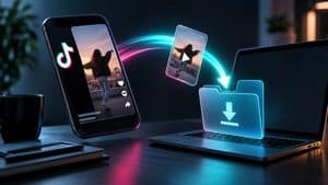 Video TikTok trasferito verso uno smartphone per rappresentare il download del contenuto