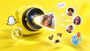 Home 9 Rappresentazione di Snapchat con fotocamera, Snap, chat e funzioni visuali