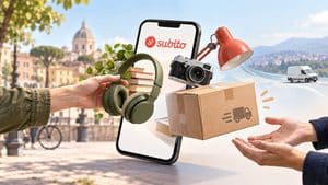 Home 8 Scambio di oggetti usati tramite Subito con smartphone, pacco e prodotti second hand