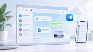 Illustrazione di Telegram utilizzato attraverso un browser web con sincronizzazione verso un dispositivo mobile