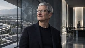 Tim Cook in una rappresentazione editoriale dedicata alla sua leadership e trasformazione di Apple