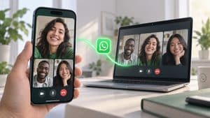 Videochiamata WhatsApp visualizzata su smartphone e computer