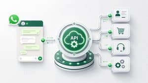 Home 9 Rappresentazione della WhatsApp Business API collegata a CRM e sistemi aziendali