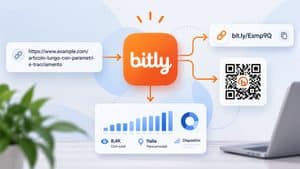 Schema del funzionamento di un link Bitly dall’URL originale al redirect e alla pagina finale