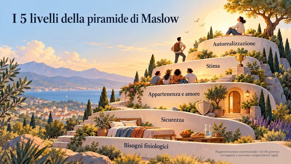 Piramide di Maslow: i 5 livelli, esempi e limiti del modello 1 I 5 livelli della piramide di Maslow: bisogni fisiologici, sicurezza, appartenenza e amore, stima e autorealizzazione
