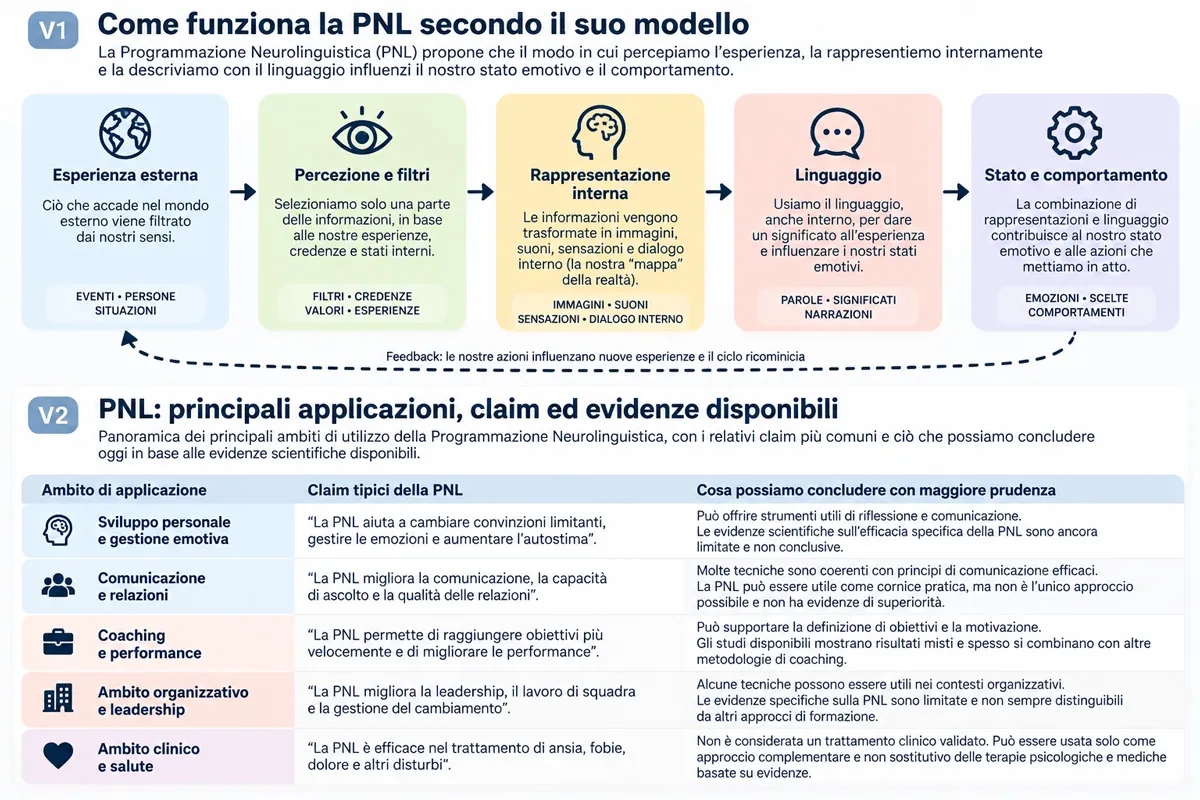 Programmazione neurolinguistica (PNL): cos’è, come funziona e cosa dice la scienza 1 Sintesi delle principali applicazioni della PNL con claim ed evidenze disponibili