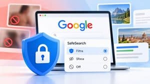 Illustrazione di SafeSearch con filtro dei risultati Google e contenuti espliciti bloccati