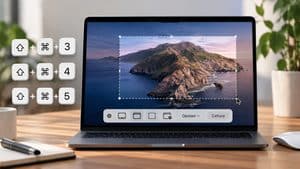 MacBook con area di schermo selezionata e scorciatoie per fare screenshot su Mac