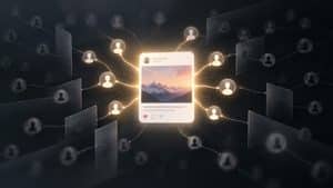 Illustrazione di un contenuto social la cui distribuzione verso gli utenti si riduce, a rappresentare lo shadowban