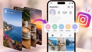 Stories che diventano Storie in evidenza su un profilo Instagram