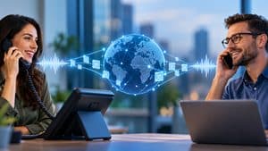 Home 8 Chiamata VoIP tra due persone con la voce trasmessa come pacchetti attraverso una rete IP