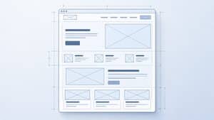 Home 8 Schema wireframe di una pagina web con blocchi per contenuti, navigazione e call to action
